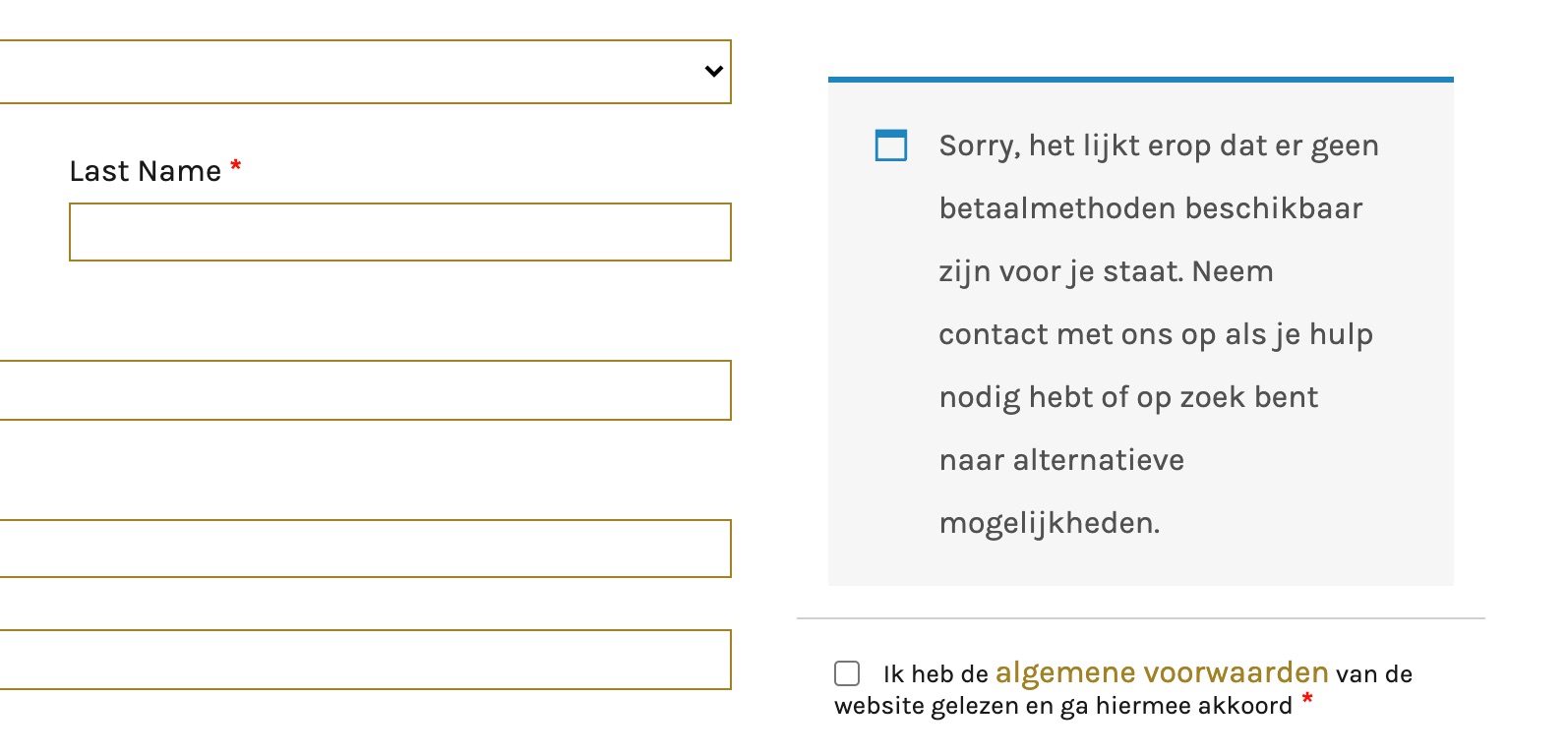 WooCommerce - geen betaalmethoden beschikbaar WooCommerce - geen betaalmethoden beschikbaar